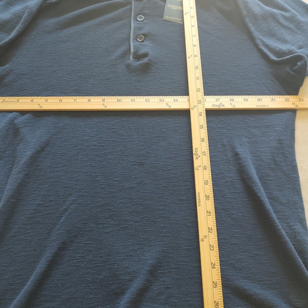 Timberlandโ Earthkeepers Mens Navy Blue Slub Cotton Long Sleeve Henley Shirt NEW